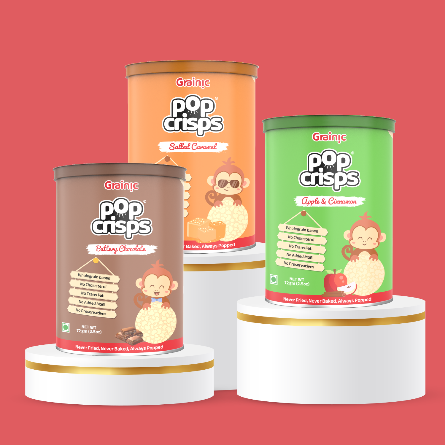 Pop Rice Snacks PopCrisps- Assorted Popped Rice Crisps I Apple & Cinnamon/Salted Caram ...