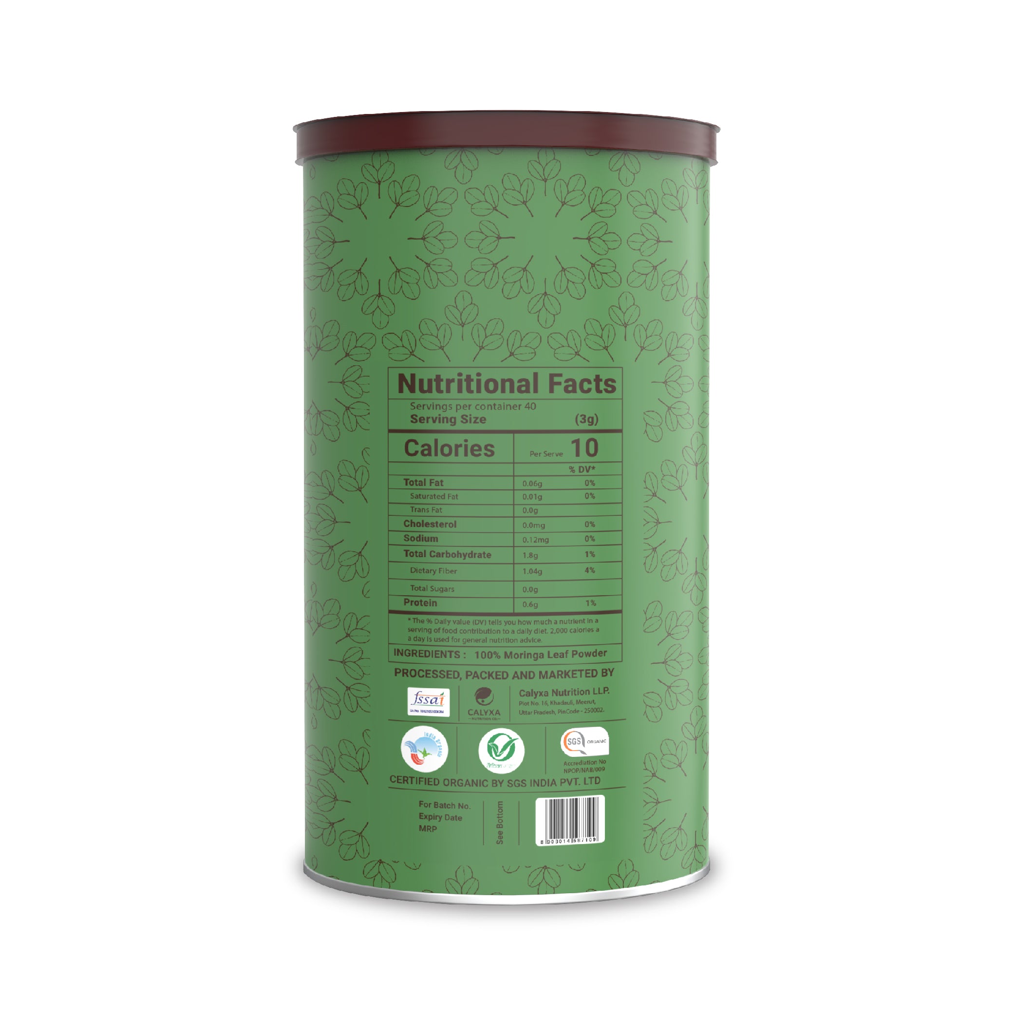 100 % Organic Moringa Leaf Powder Back
